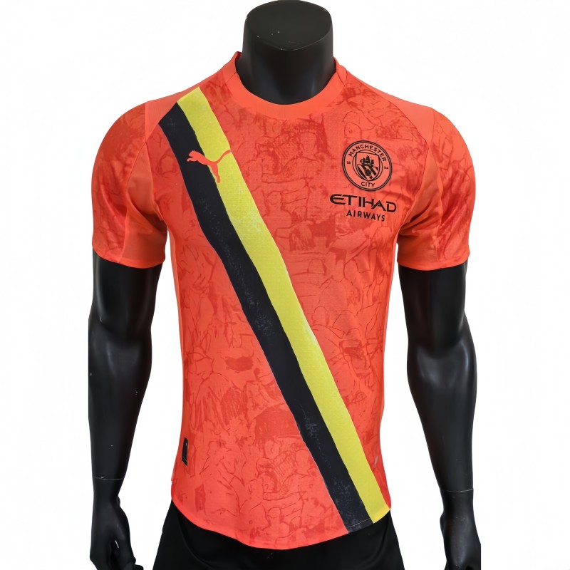 2025-26 Mens Manchester City Orange Goalkeeper  Player version  soccer Jersey