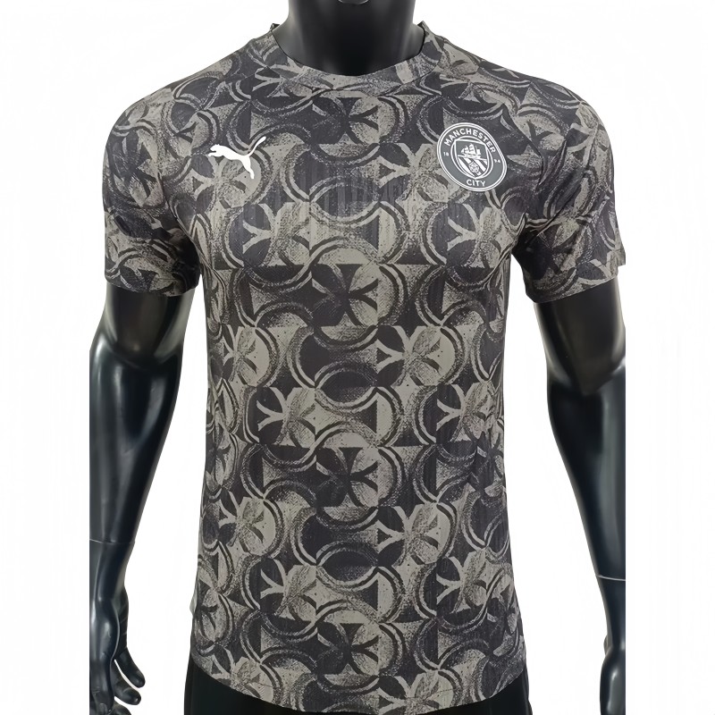 2025-26 Mens Manchester City Grey Black Player Version  soccer Jersey