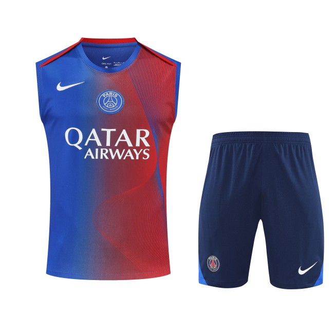 2025/26 Mens PSG blue red vest short training suit