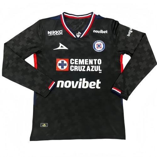 2025-26 Mens Cruz Azul Third away black Long Sleeve Soccer Jersey