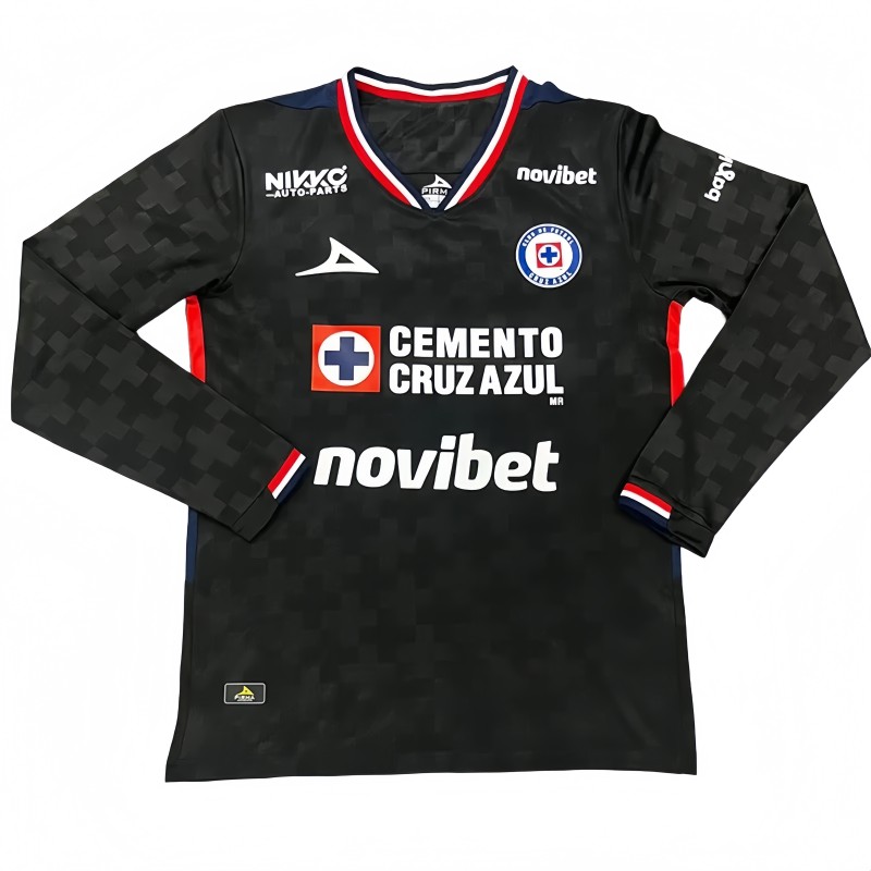 2025-26 Mens Cruz Azul Third away black Long Sleeve Soccer Jersey