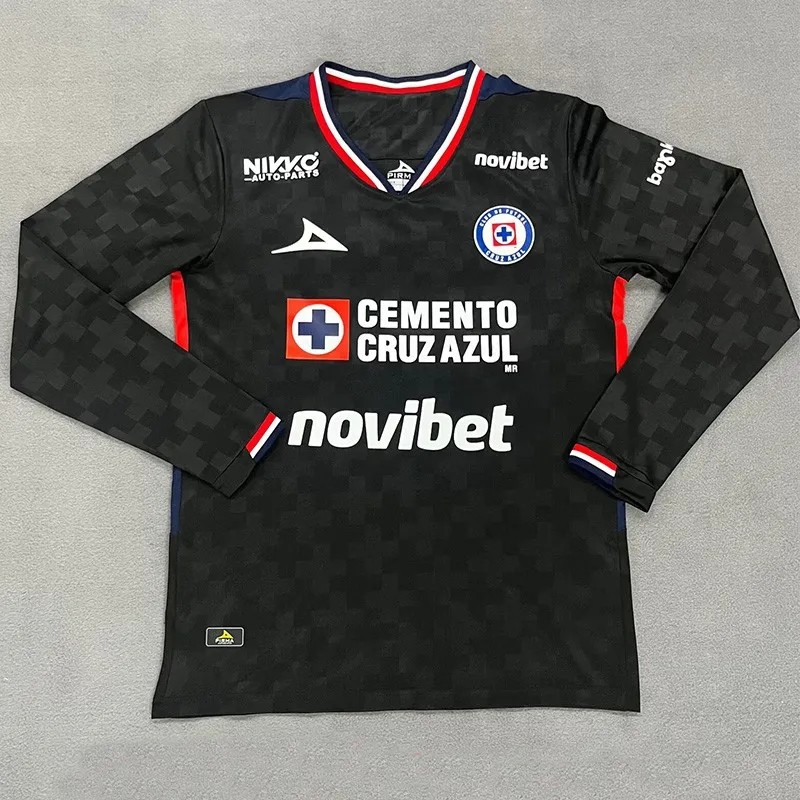 2025-26 Mens Cruz Azul Third away black Long Sleeve Soccer Jersey
