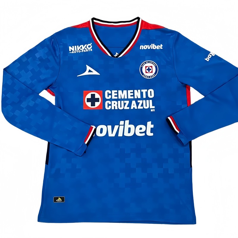 2025-26 Mens Cruz Azul home blue Long Sleeve Soccer Jersey