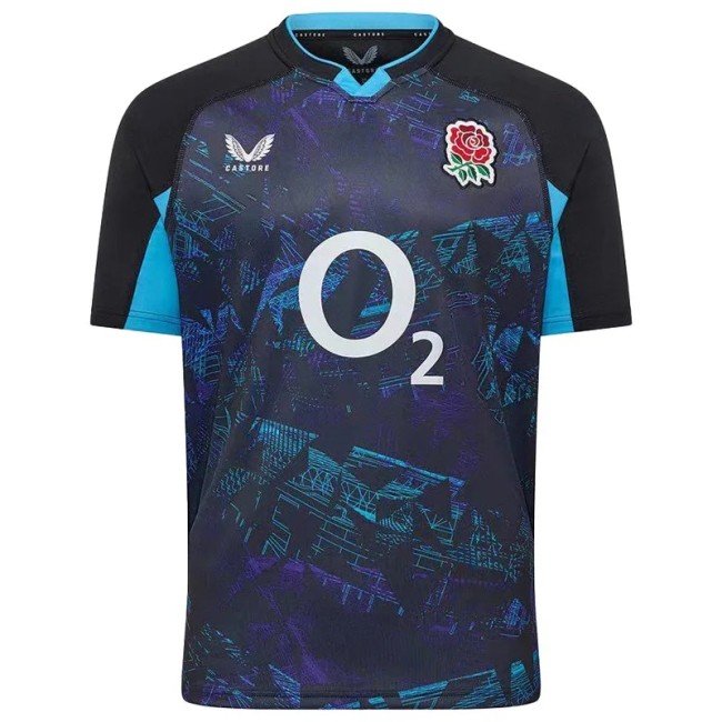 2025 England Blue Black Rugby Jersey (圆领)
