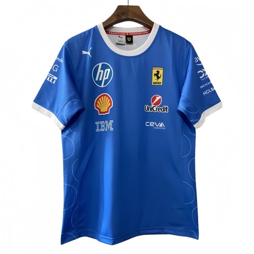 2025 F1 Ferrari Blue T-Shirts Racing Suit (圆领)