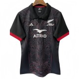 2025 New Zealand Black Home Polo Rugby Jersey (有领)