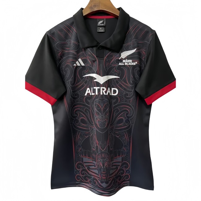2025 New Zealand Black Home Polo Rugby Jersey (有领)