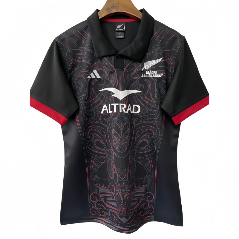 2025 New Zealand Black Home Polo Rugby Jersey (有领)