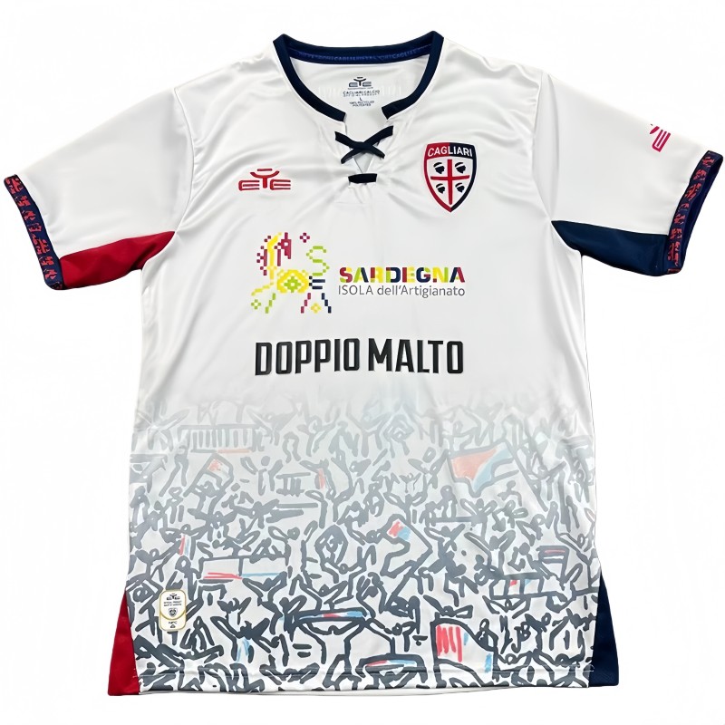 2025-26 Mens Cagliari Away white Fans Soccer Jersey