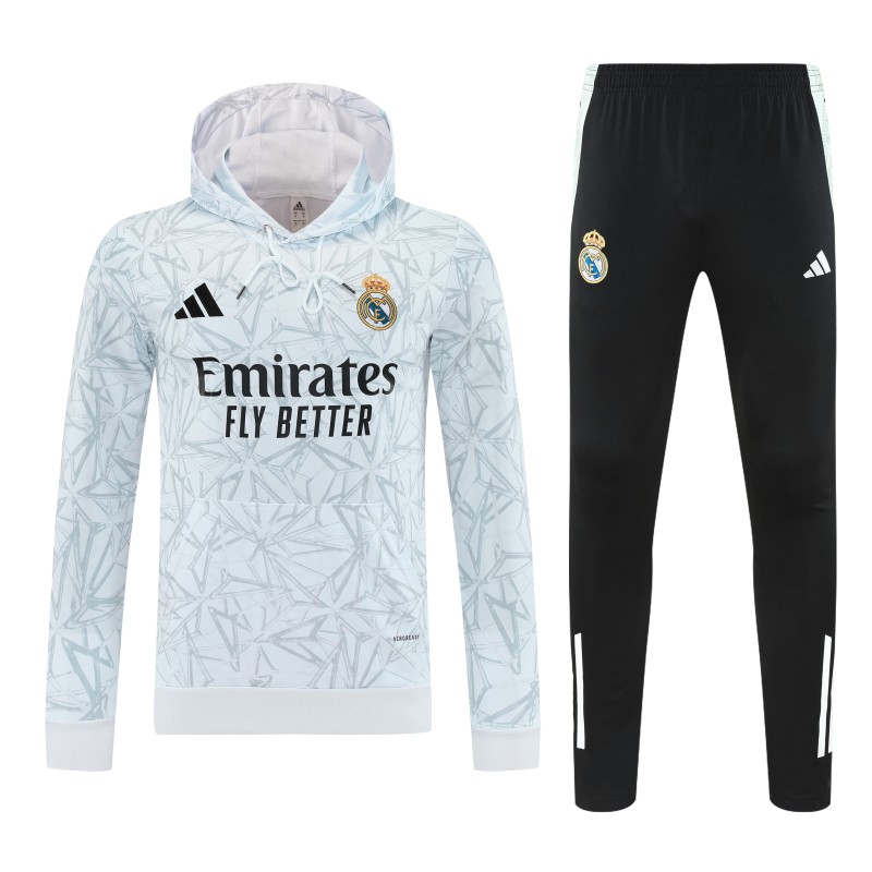 2025-26 Mens Real Madrid gray white Hoodie Tracksuit