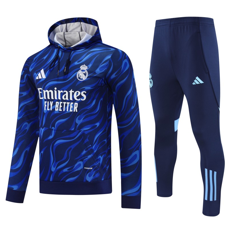 2025-26 Mens Real Madrid Royal blue Hoodie Tracksuit