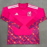 2026-27 Mens Mexico Pink Red Goalkeeper  Long Sleeve Soccer Jersey