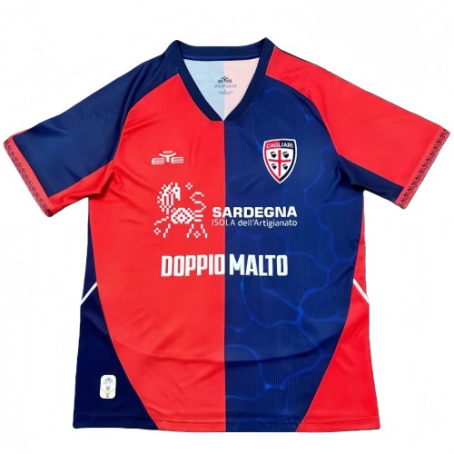 2025-26 Mens Cagliari home red blue Fans Soccer Jersey