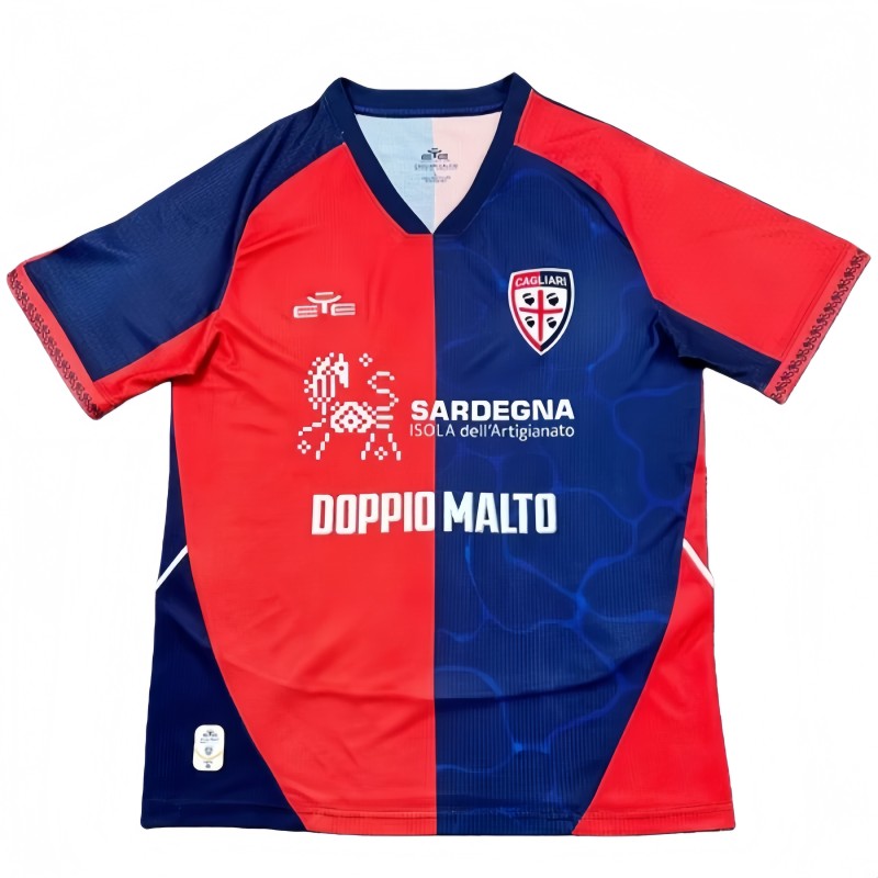 2025-26 Mens Cagliari home red blue Fans Soccer Jersey