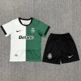 2025-26 Kids Sporting Lisbon  Green White  Soccer Jersey