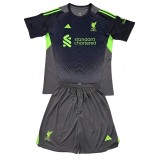 2025-26 Kids LIV Black GoalKeeper  green soccer Jersey