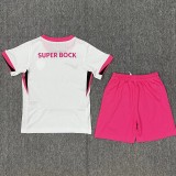 2025-26 Kids Sporting Lisbon White Pink Soccer Jersey