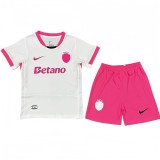 2025-26 Kids Sporting Lisbon White Pink Soccer Jersey