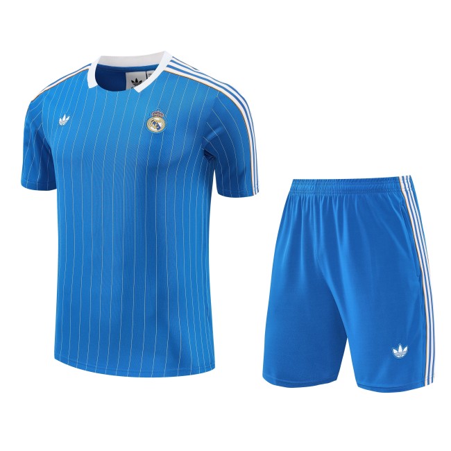 2025-26 Mens Real Madrid Lake Blue Training Short Suit