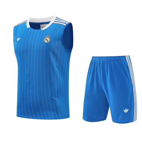 2025-26 Mens  Real Madrid Colorful Blue vest Training Short Suit