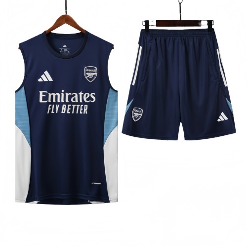 2025-26 Mens Arsenal Royal blue vest Training Short Suit