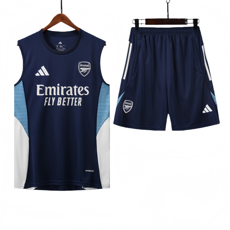 2025-26 Mens Arsenal Royal blue vest Training Short Suit