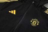 2025-26 Mens Manchester United Black Hoodie Jacket  Tracksuit
