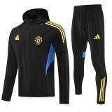 2025-26 Mens Manchester United Black Hoodie Jacket  Tracksuit