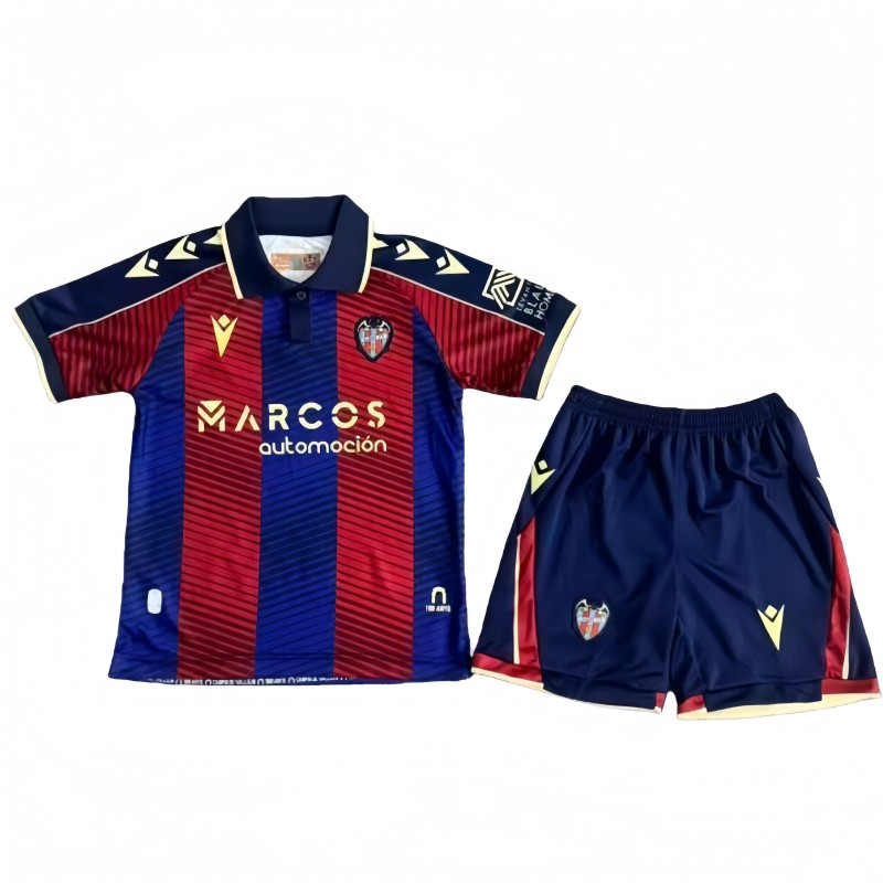 2025-26 Kids  Levante UD home  red blue Fans Soccer Jersey