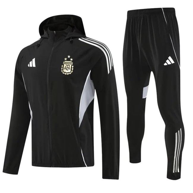 2025-26 Mens Argentina Black Hoodie Jacket Tracksuit