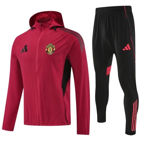 2025-26 Mens Manchester United Red Hoodie Jacket  Tracksuit