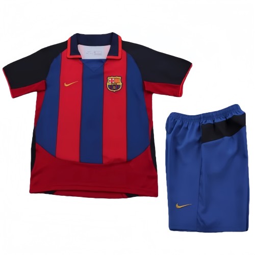 2003-2004 Mens Barcelona  Home Retro Kids Soccer Jersey