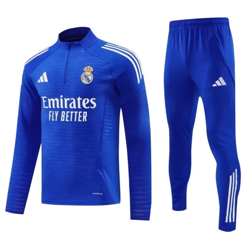2025-26 Mens Real Madrid blue  Half-pull Tracksuit