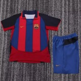 2003-2004 Mens Barcelona  Home Retro Kids Soccer Jersey