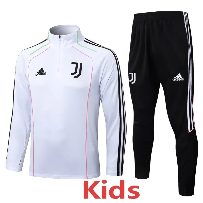 2025-26 Kids Juventus White Half Pull Tracksuit