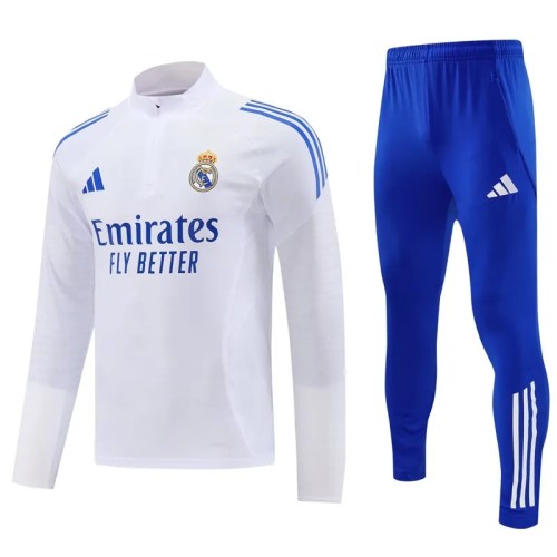 2025-26 Mens Real Madrid white Half-pull Tracksuit