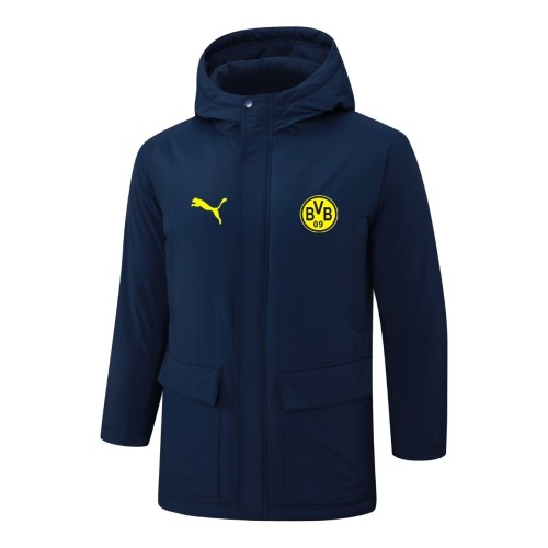 2025-26 Mens  Borussia Dortmund Royal Blue Hooded Windbreaker Fabric Cotton Coat