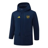 2025-26 Mens  Arsenal Royal Blue Hooded Windbreaker Fabric Cotton Coat