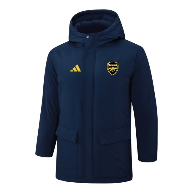 2025-26 Mens  Arsenal Royal Blue Hooded Windbreaker Fabric Cotton Coat