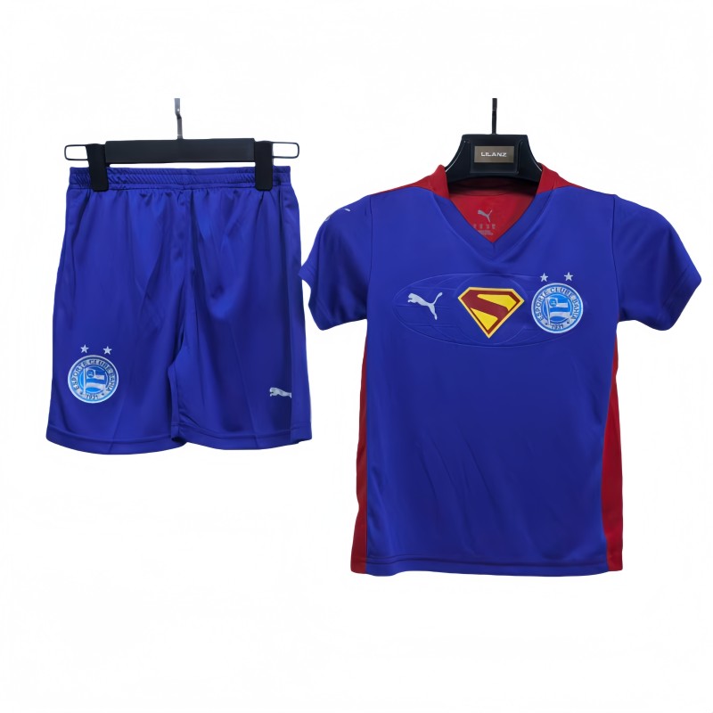 2025-26 KIDS  BaHia Superman version blue Soccer Jersey