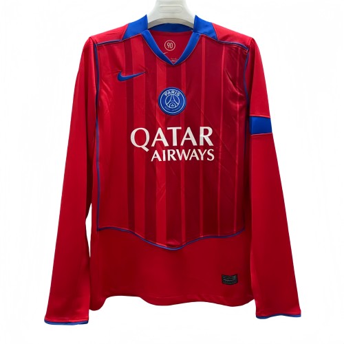 2025-26 Mens PSG Third away Long Sleeve red Soccer Jersey