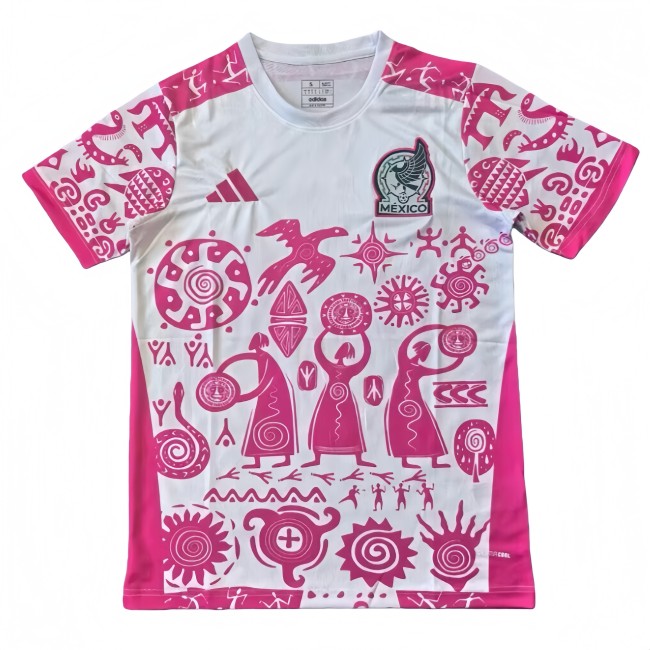 2025-26 Mens Mexico white Pink Fans Soccer Jersey