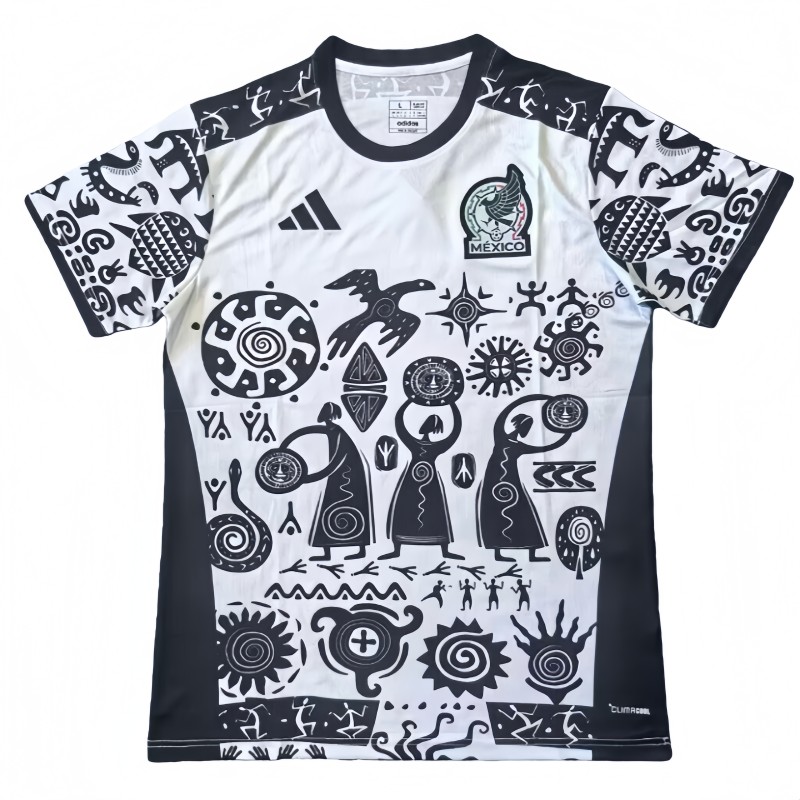 2025-26 Mens Mexico Black and white version Fans Soccer Jersey