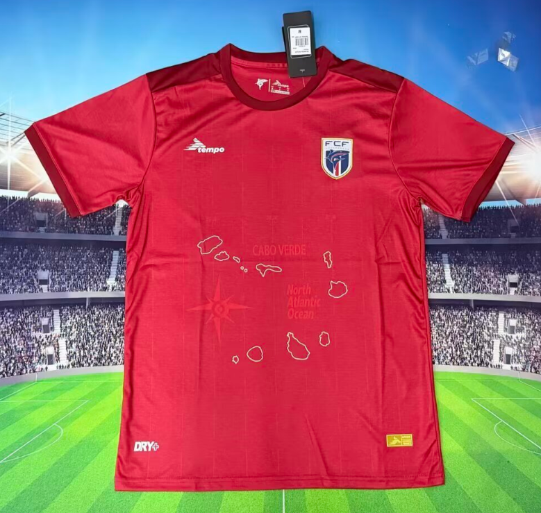 2025-26 Mens Cape Verde Third away red Fans Soccer Jersey
