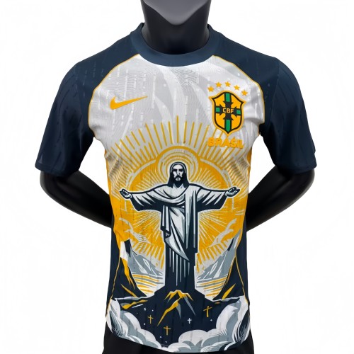 2025-26 Mens Brazil Special Edition orange and white Player version soccer jersey