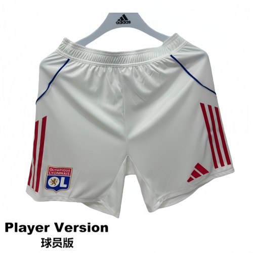 2025-26 Mens Lyon home white  player version Shorts Pants