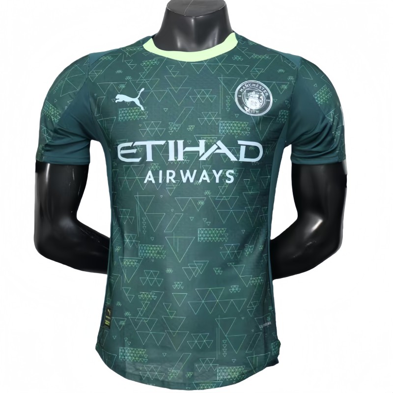 2025-26 Mens Manchester City Fourth Away Dark Green Player version soccer Jersey