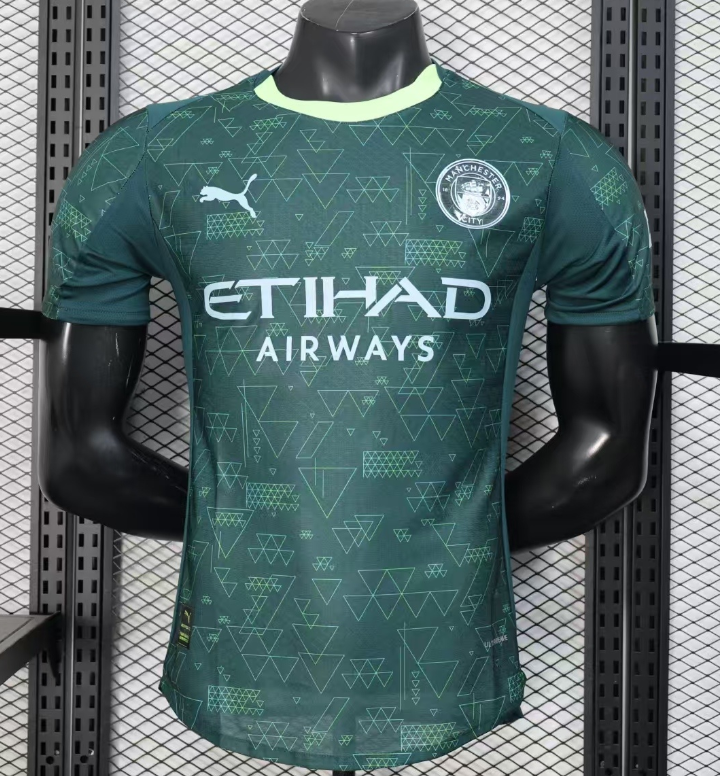 2025-26 Mens Manchester City Fourth Away Dark Green Player version soccer Jersey