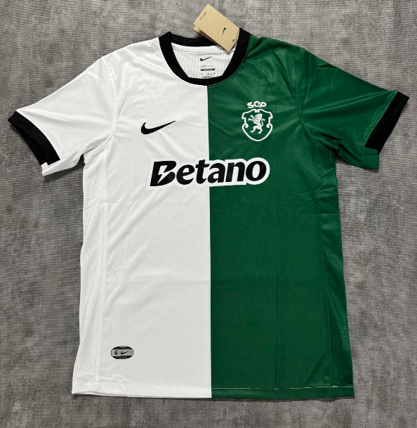 2025-26 Mens Sporting Lisbon White Green soccer Jersey