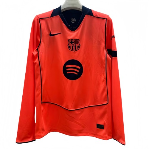 2025-26 Mens Barcelona  Third away Orange  Long Sleeve  soccer Jersey